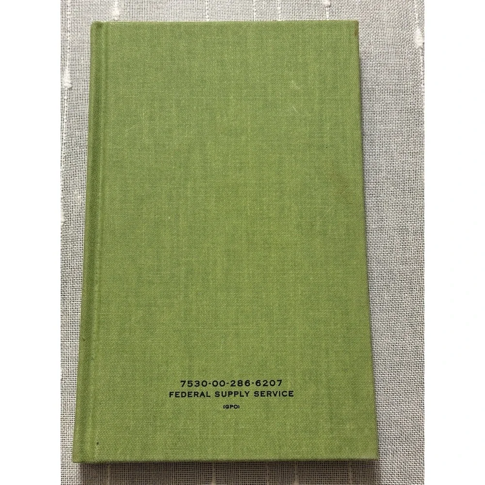 Vintage Green Fabric Log Book Military Federal Supply Record Journal New 8x5